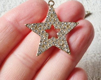 Star Pendant Sparkly Czs Golden Jewellery Findings Charms - Bohoseason