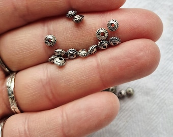 Tibetan Silver Beads Rondelle Shape  Jewellery Making Crafts Findings - BOHOSEASON