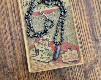 Labradorite Gemstone Beaded Necklace Grey Agate Pendant - BOHOSEASON