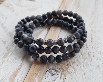 Labradorite Triple Wrap Gemstone Bracelet 6mm Beads - BOHOSEASON