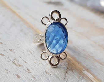 Iolite Gemstone Ring Blue Faceted Oval Design Size 6.5 US/UK M 1/2 - Bohoseason