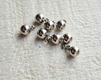 10pcs Stainless Steel Ring Ball Charm 8mm Textured Silver Jewellery Findings Charms - Bohoseason