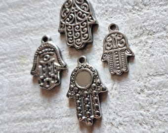 Hamsa Hand Pendant Stainless Steel Silver Jewellery Findings Charms Choose - Bohoseason