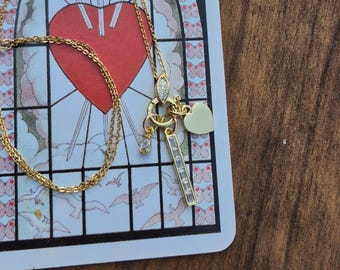 Cz Multi Pendant Necklace Heart 22" Fine Chain 18k Gold Plated Valentines Day Gift - BOHOSEASON