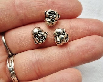 9 x Tibetan Silver Laughing Buddah Beads Jewellery Making Crafts Findings - BOHOSEASON