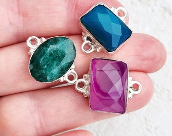 Agate Gemstone Connectors Faceted Pink Blue Green Jewellery Making Findings - BOHOSEASON
