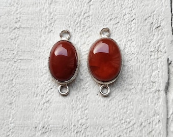 Carnelian Red Gemstone Connectors 925 Silver Plated Jewellery Making Findings - BOHOSEASON