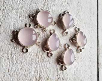 Pink Chalcedony Jewellery Connectors Gemstone 925 Silver Plated Choose- BOHOSEASON