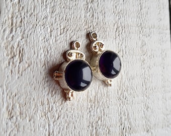 2 x Amethyst Pendants Round Jewellery Making Earrings Findings - BOHOSEASON