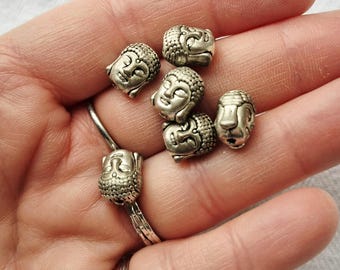 12 x Tibetan Silver Matte Buddah Beads Jewellery Making Crafts Findings - BOHOSEASON