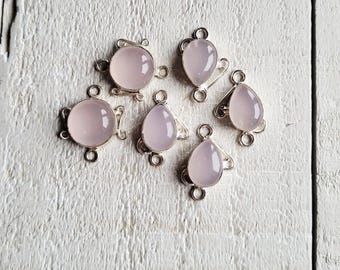 Pink Chalcedony Jewellery Connectors Gemstone 925 Silver Plated Choose- BOHOSEASON