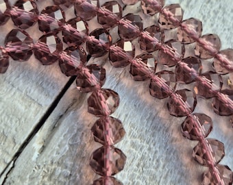 8mm Dusky Rose Pink Faceted Glass Beads Round 16" Strand Jewellery Making Crafts Findings - BOHOSEASON