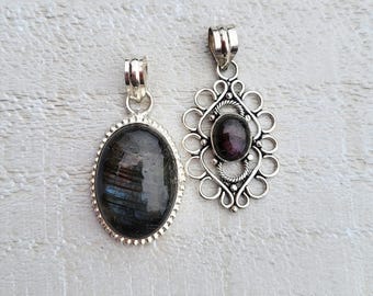 Labradorite Gemstone Pendants 925 Silver Plated Choose - BOHOSEASON