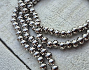 6mm Stainless Steel Beads Silver 16" Strand Non Tarnish Jewellery Making Crafts Findings - BOHOSEASON