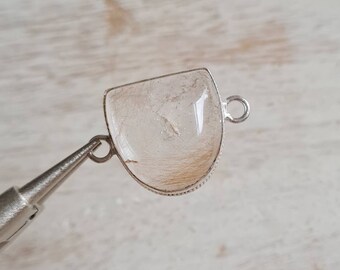 Citrine Connector Pendant Pale Yellow Half Moon Jewellery Findings Charms - Bohoseason