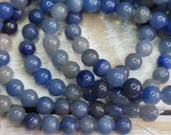8mm Blue Aventurine Beads Semi Precious Round Polished 16" Strand - BOHOSEASON