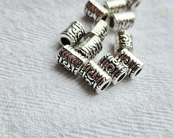 Tibetan Silver Beads Tube 9mm Shape  Jewellery Making Crafts Findings - BOHOSEASON
