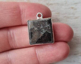 Rectangle Jasper Pendant 15mm x 16mm Gemstone Jewellery Findings Charms - Bohoseason
