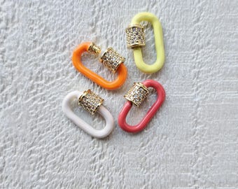 Cz Carabiner Screw Clasp 18k Gold Plated 19mm - Bohoseason