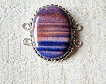 Large Sugilite Gemstone Connector 925 Silver Plated 4 Hole  - BOHOSEASON