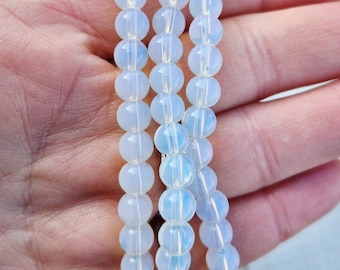 6mm Opalite Glass Beads 16" Strand Jewellery Making Crafts Findings - BOHOSEASON
