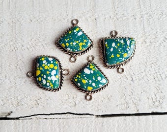 Mosaic Jasper Connectors Gemstone Green Yellow Irregular Shaped choose- BOHOSEASON