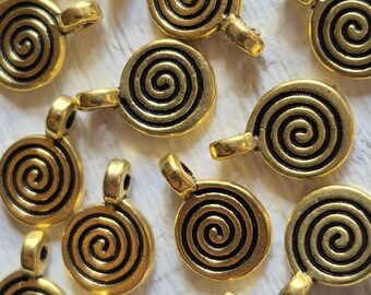 Gold Boho Charm 20pk Swirl Round 11mm  - BOHOSEASON