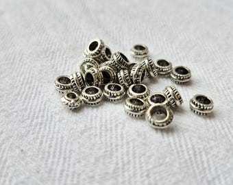 Tibetan Silver Beads 28x Rondelle Shape Silver Jewellery Making Crafts Findings - BOHOSEASON