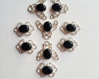 Black Onyx Gemstone Connectors 925 Silver Plated Jewellery Making Findings Choose - BOHOSEASON