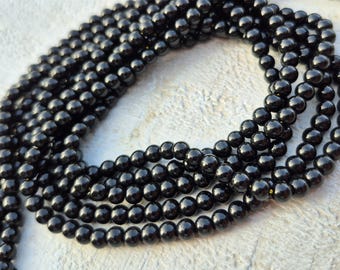4mm Black Glass Beads 16" Strand Jewellery Making Crafts Findings - BOHOSEASON