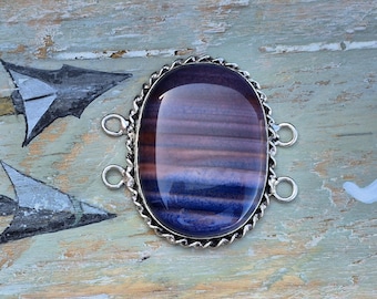 Large Sugilite Gemstone Connector 925 Silver Plated 4 Hole  - BOHOSEASON
