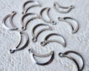 5pcs Stainless Steel Half Moon Charm Silver Jewellery Findings - Bohoseason