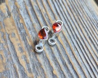 Orange Teardrop 925 Silver Plated Connector Faceted Jewellery Making Findings - BOHOSEASON