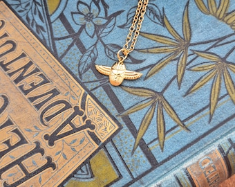 Winged Scarab Pendant Necklace 18k Gold Plated - BOHOSEASON