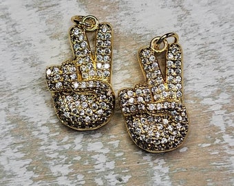 18k Gold Plated Pave Hand Pendant Czs 20mm  - BOHOSEASON