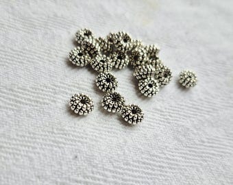 Tibetan Silver Beads Rondelle 7mm Jewellery Making Crafts Findings - BOHOSEASON