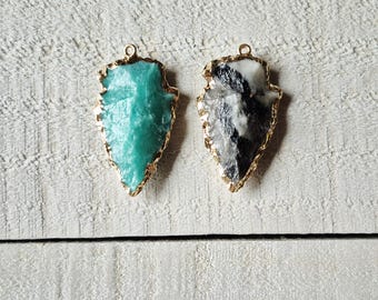Druzy Arrow Pendant Resin Gold Edge Jewellery Findings Charms - Bohoseason