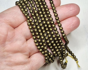 4mm Antique Brass Beads 16" Strand Jewellery Making Crafts Findings - BOHOSEASON