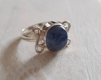 Blue Gemstone Ring Oval  Size US 9.5 UK S 1/2 Boho Jewellery --- BOHOSEASON