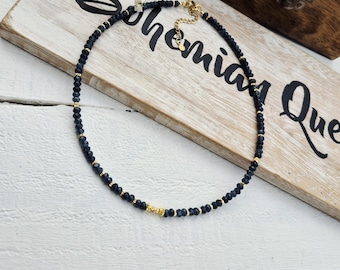 Marine Blue Gemstone Necklace 18k Gold Plated Malaysian Jade- BOHOSEASON