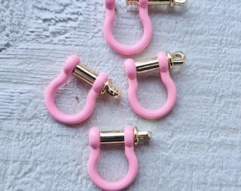 Pink Gold D-Ring Anchor Shackle Carabiner Screw Lock Fastening Jewellery Findings Charms - Bohoseason