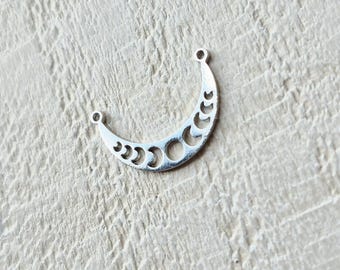 Stainless Steel Crescent Moon Pendant Connector Silver Jewellery Findings Charms - Bohoseason