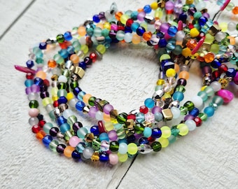 4mm Multicoloured Glass Gemstone Chip Beads 16" Strand Bright Rainbow Colours Jewellery Making Crafts Findings - BOHOSEASON