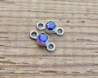Purple Round Faceted Connector 925 Silver Plated Jewellery Making Findings BOHOSEASON