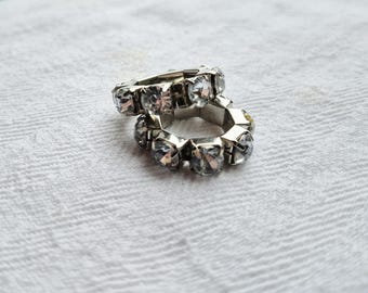 Lg Tibetan Silver Beads 2pcs Rhinestone Round Ring Jewellery Making Crafts Findings - BOHOSEASON