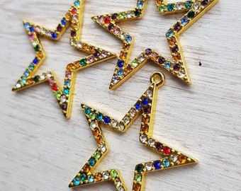 Multicolored Gold Czs Pendant 30.5mm Jewellery Findings Charms - Bohoseason
