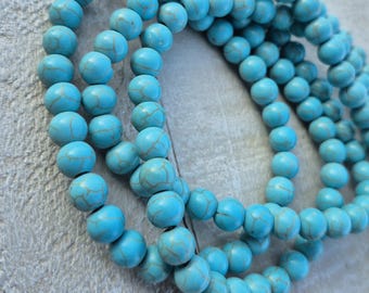 8mm Faux Turquoise Beads Resin 16" Strand Jewellery Making Crafts Findings - BOHOSEASON