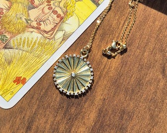 Cz Round Pendant Necklace 22" Fine Chain 18k Gold Plated Valentines Day Gift- BOHOSEASON