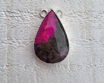 Moss Agate and Garnet Gemstone Pendant Pink Grey 925 Silver Plated - BOHOSEASON