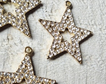 Star Pendant Sparkly Czs Golden Jewellery Findings Charms - Bohoseason